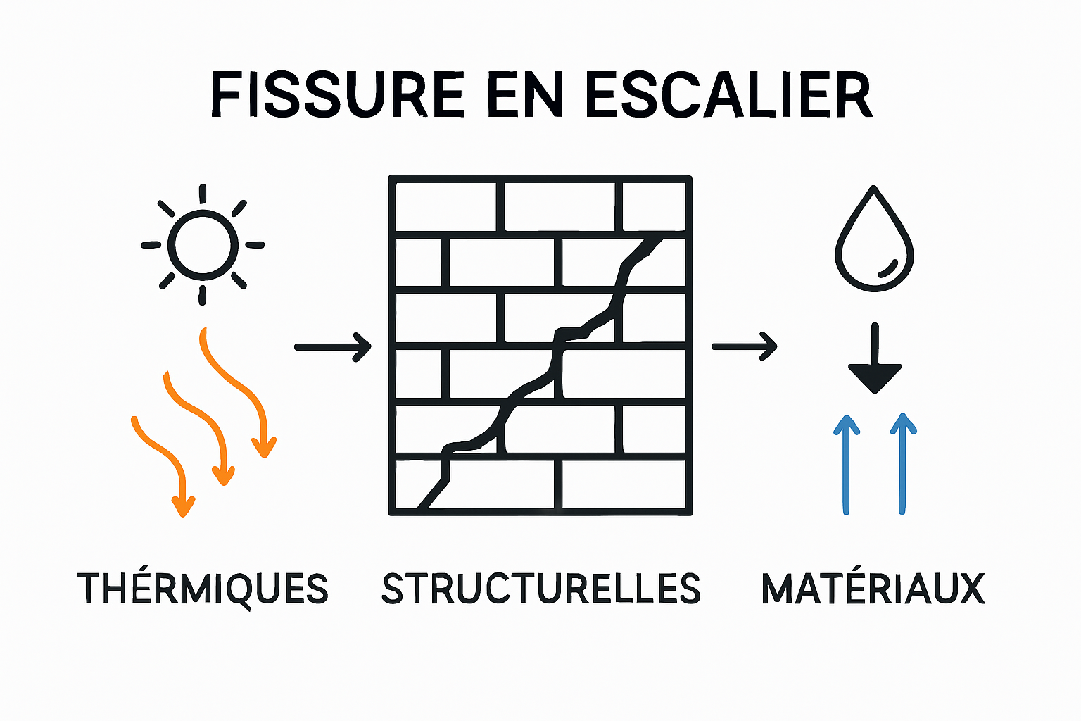 Infographie des contraintes mur fissuré par escalier