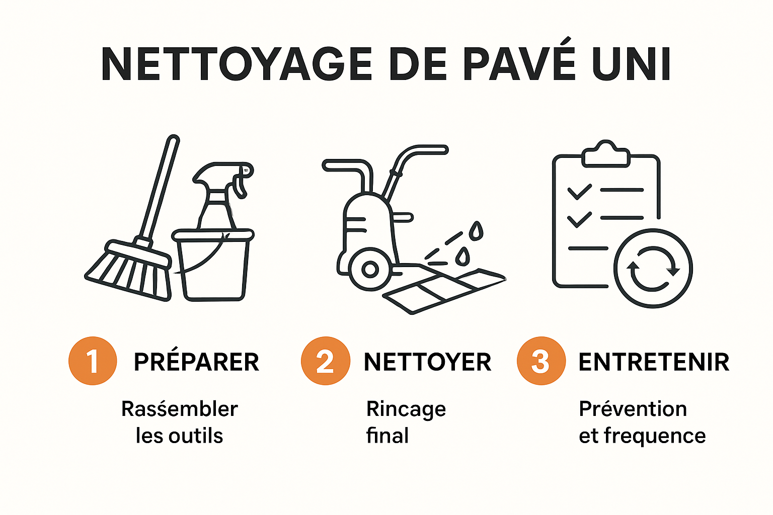 Infographie étapes nettoyage pavé uni efficaces