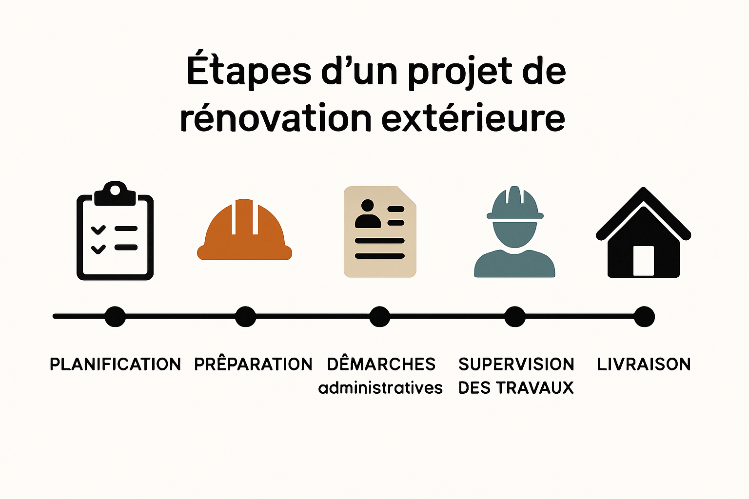 Schéma des étapes d’un projet de rénovation extérieure 2025