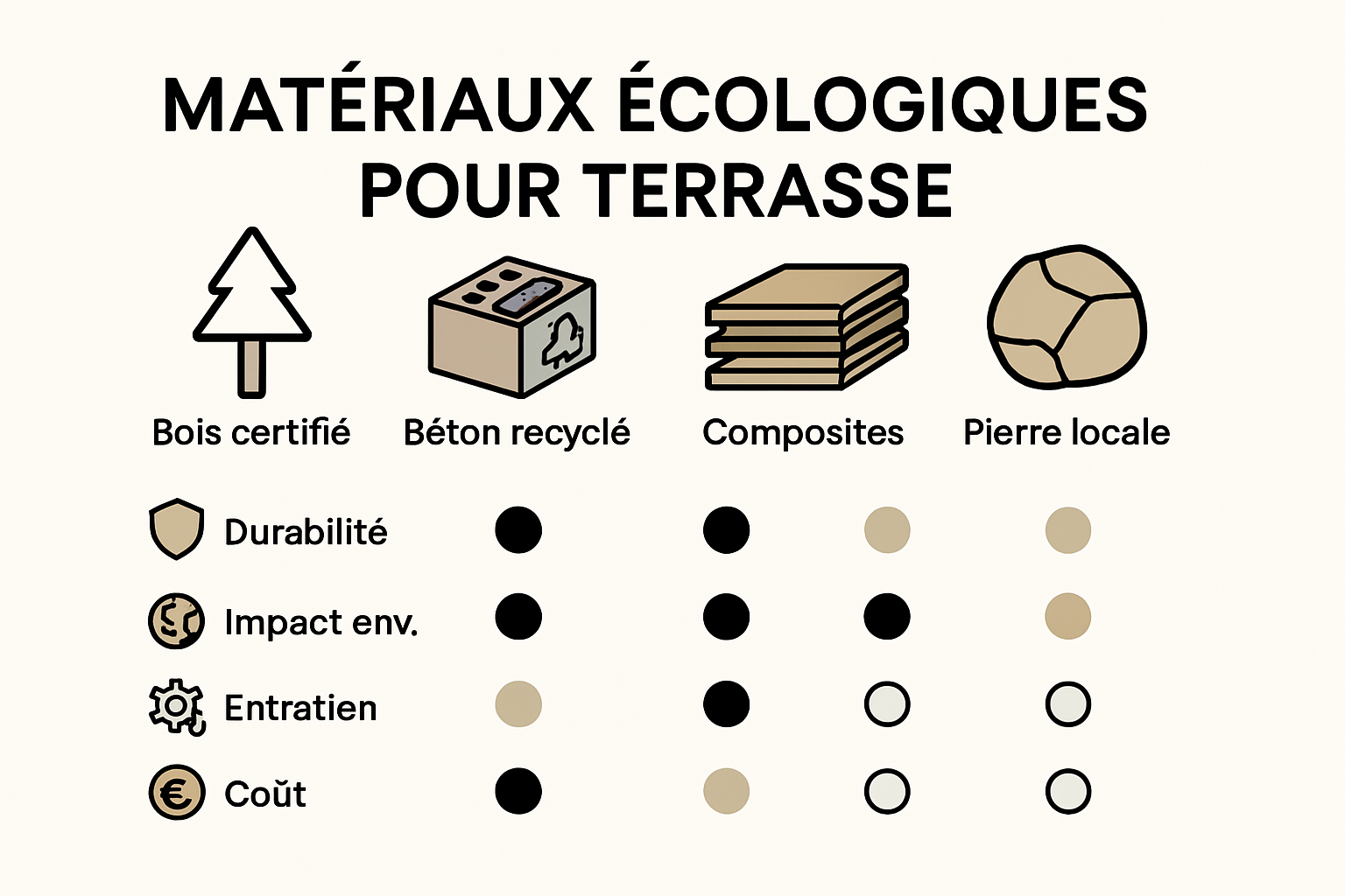 Comparaison visuelle matériaux écologiques terrasse