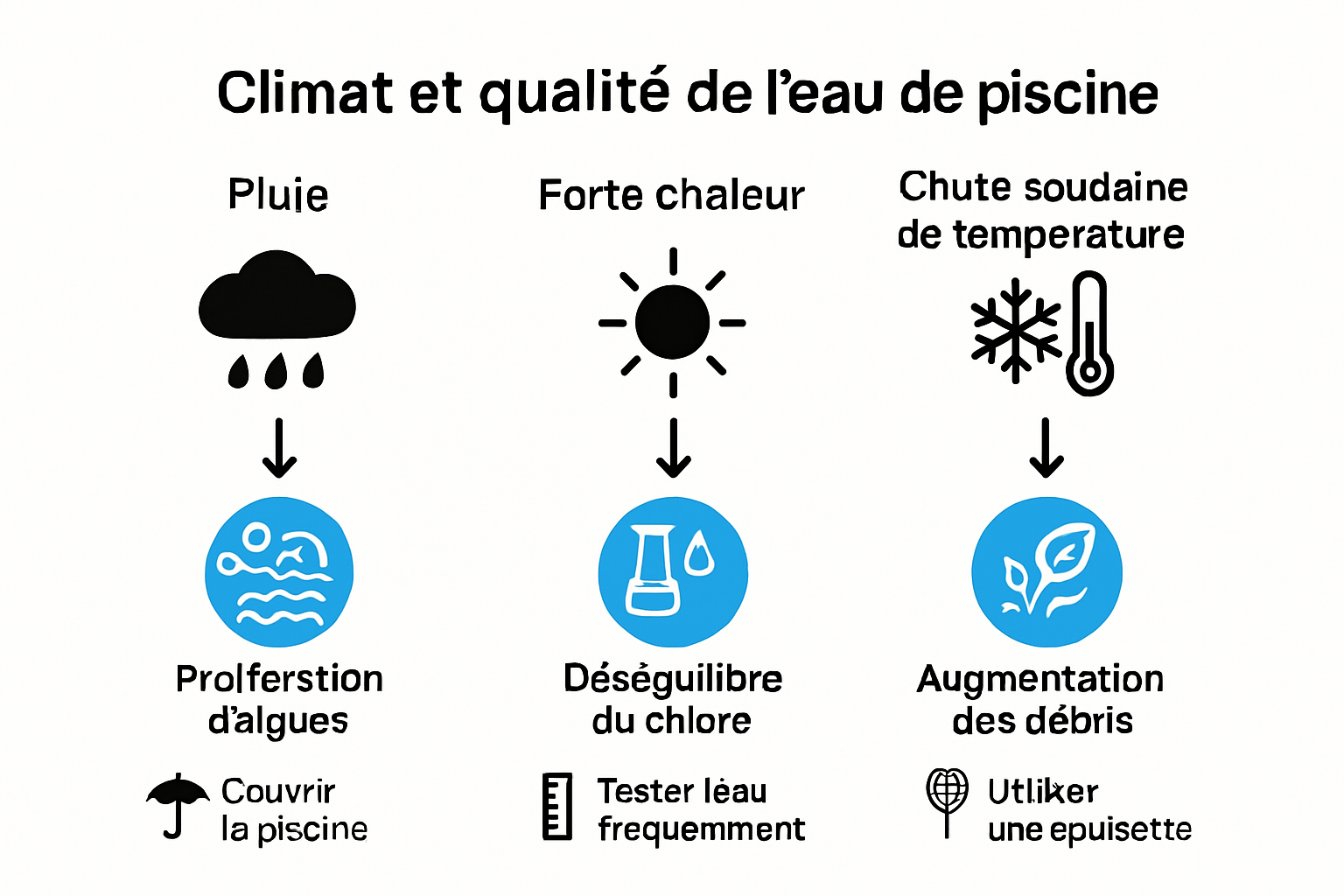 Infographie sur l’impact du climat sur l’eau de piscine