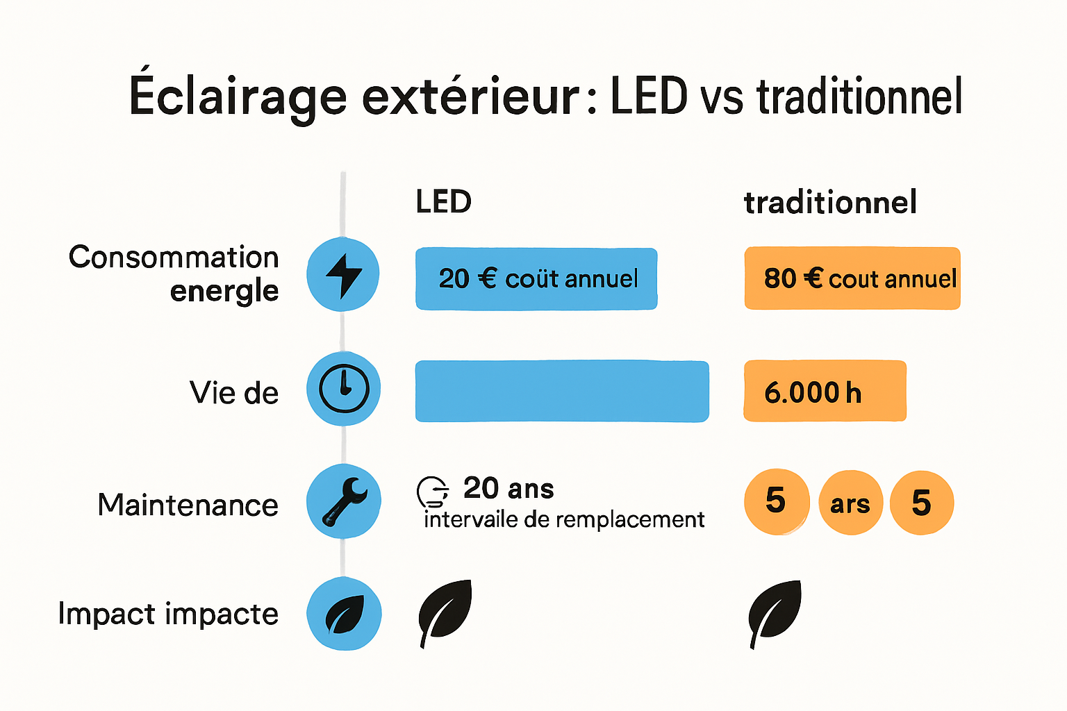 Comparison infographic of LED vs traditional exterior lighting