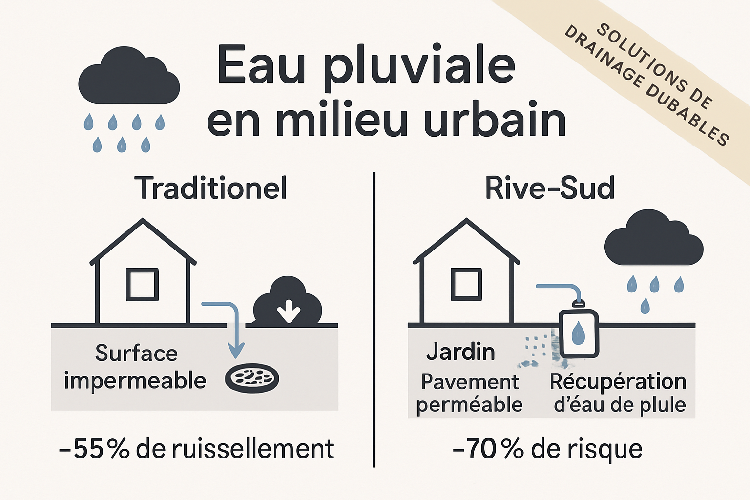Infographic comparing sustainable and traditional stormwater management