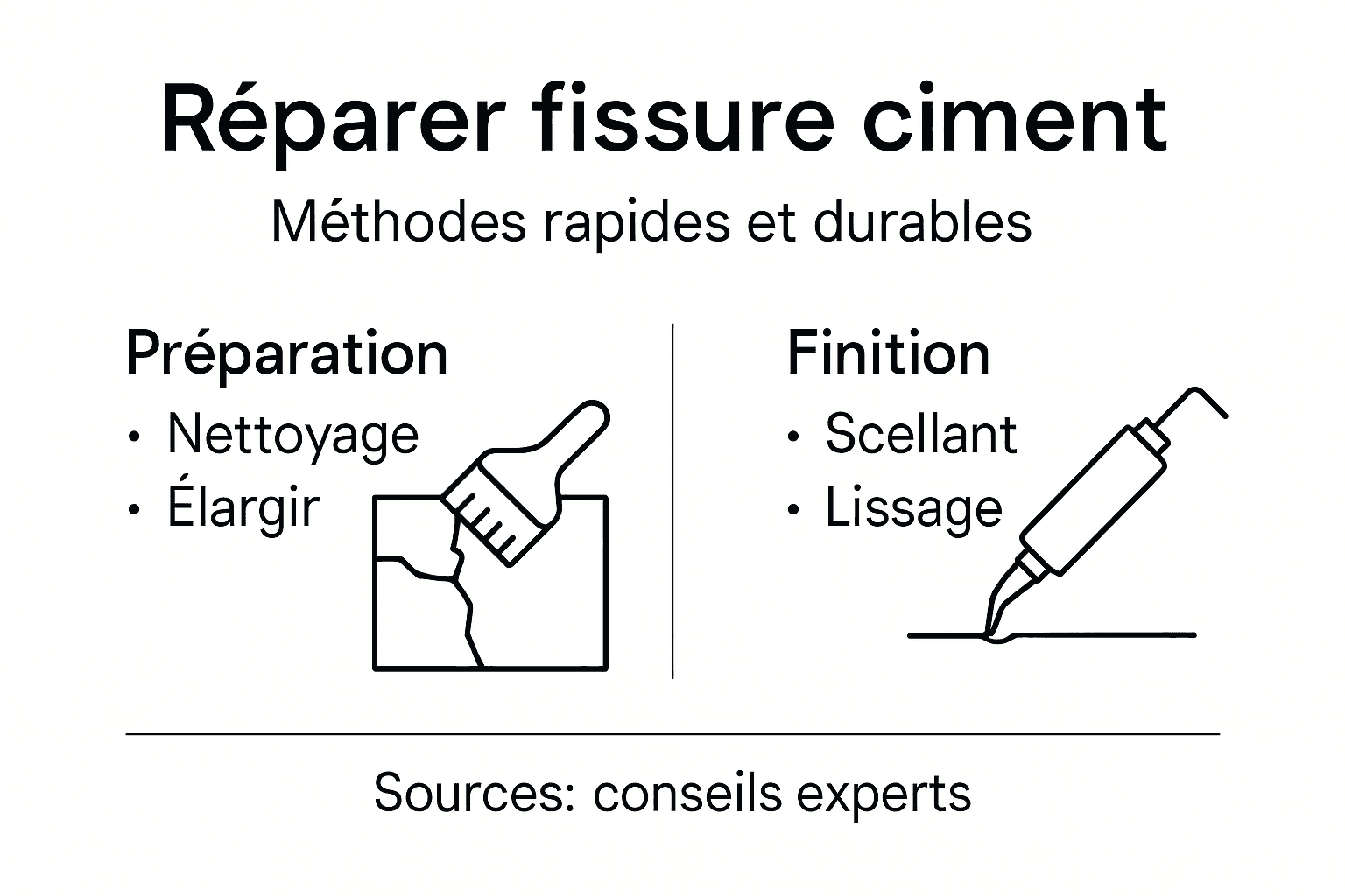 Infographie : les différentes étapes pour réparer un ciment extérieur