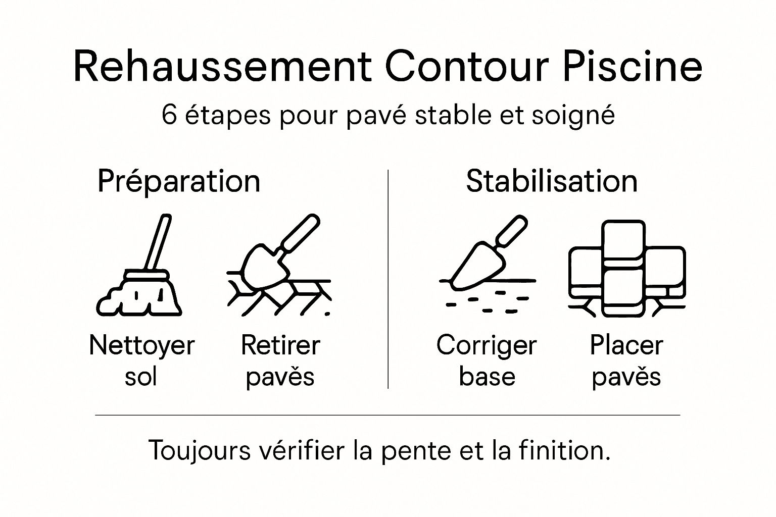 Infographie : les différentes étapes pour rehausser le contour de votre piscine