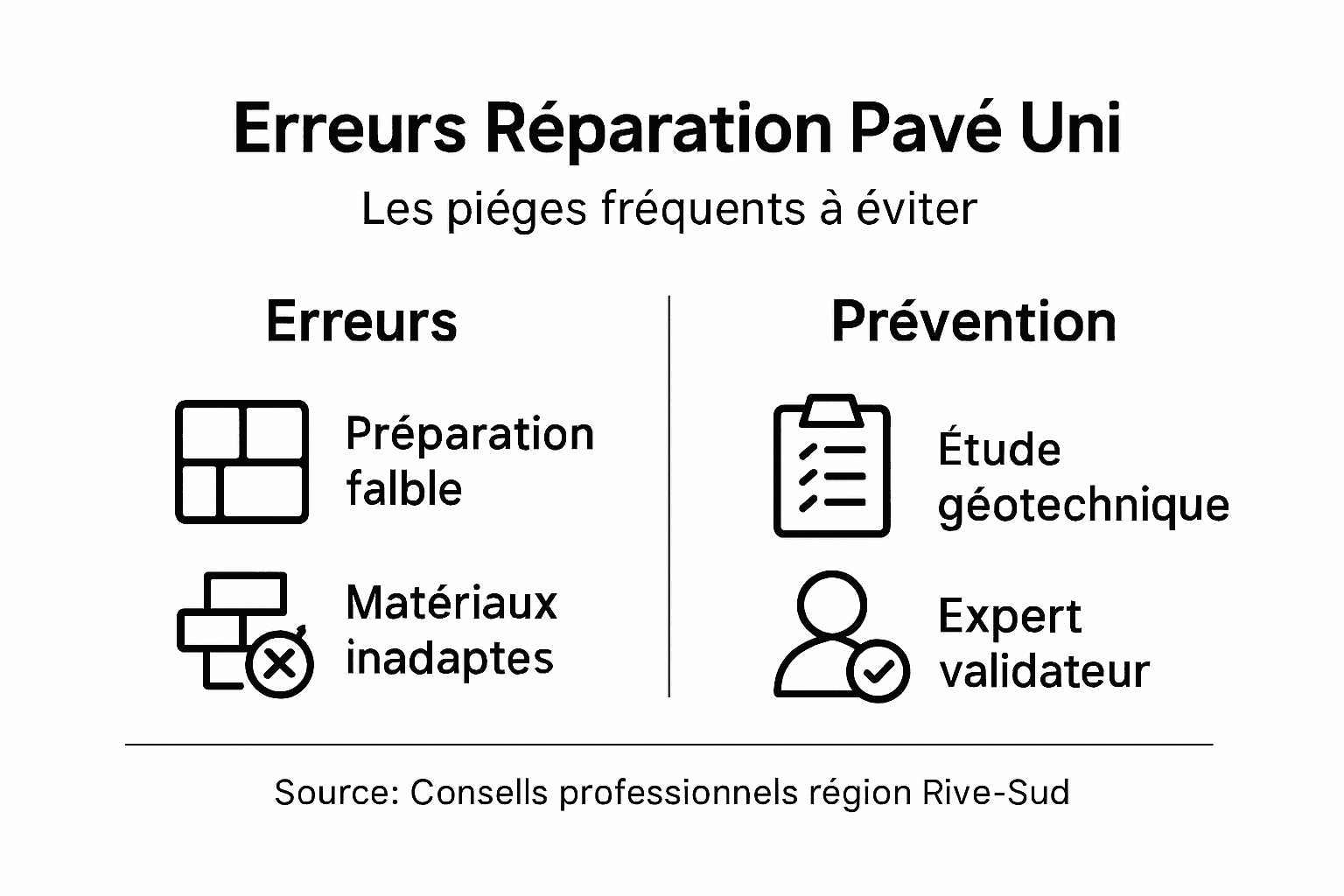 Infographie : les erreurs courantes lors de la pose du pavé uni et comment les éviter