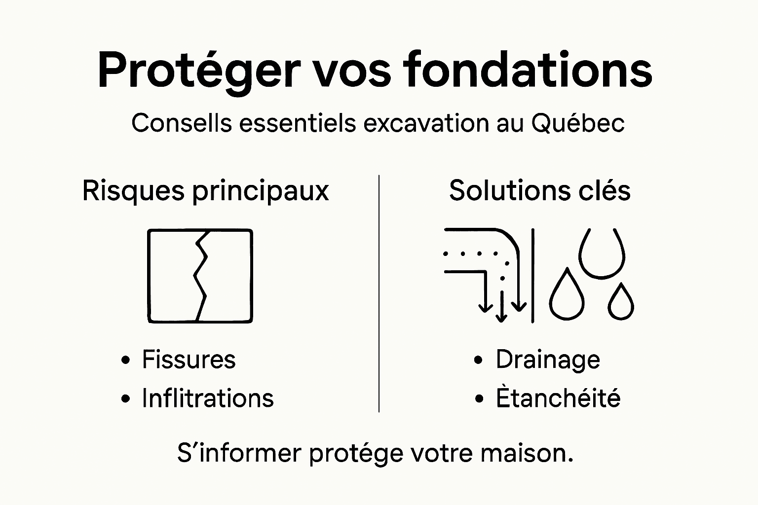 Visuel explicatif : les principaux risques liés à l’excavation des fondations et les solutions pour les prévenir
