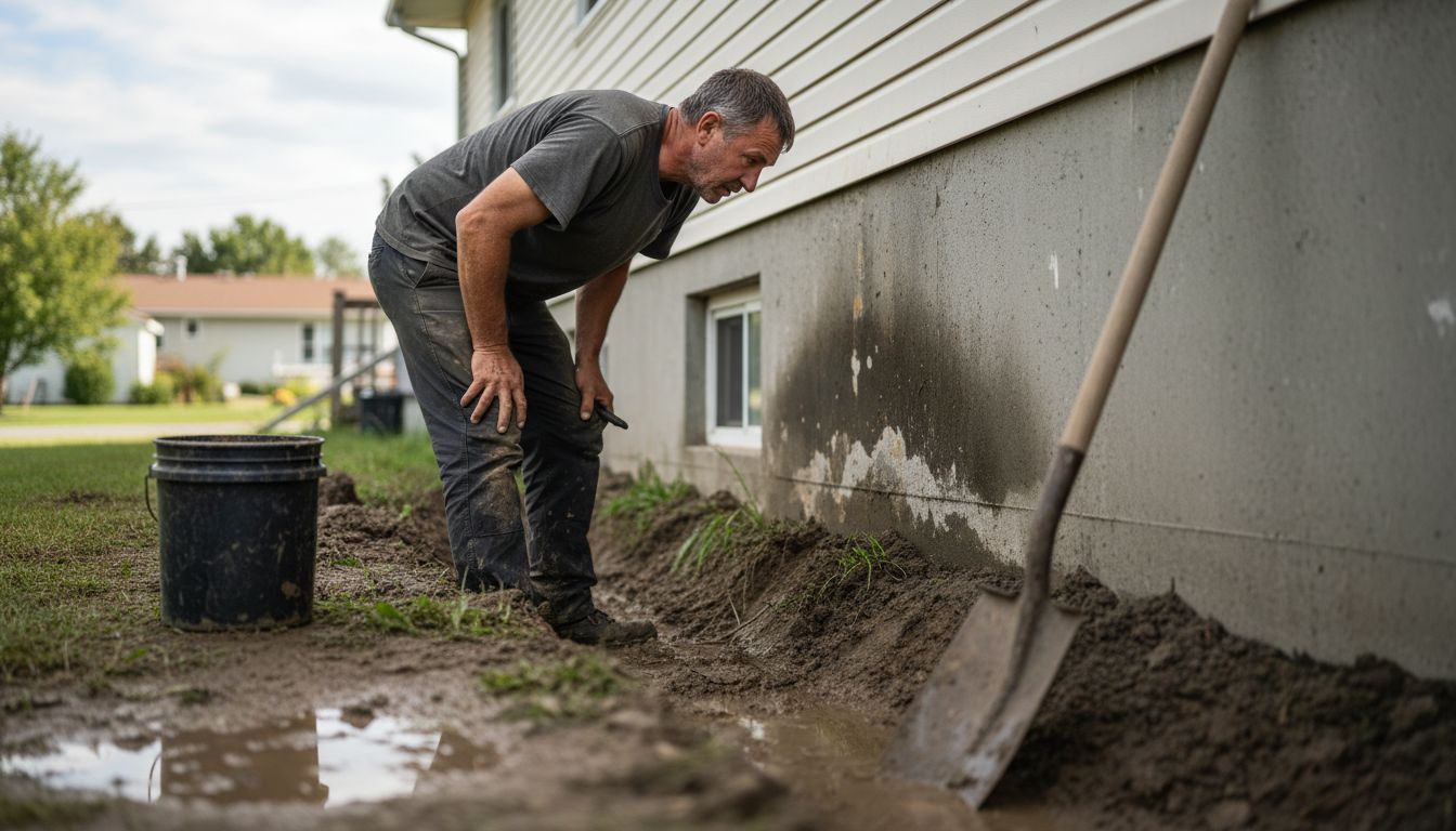 Mise en place d’un drain perforé au fond d’une tranchée profonde