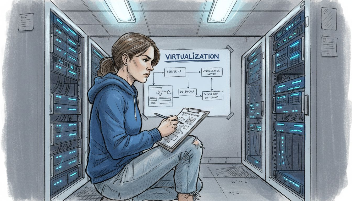 Administrator checks servers in basement room