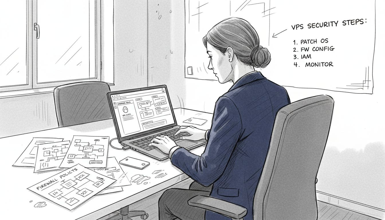 Businesswoman manages VPS security settings