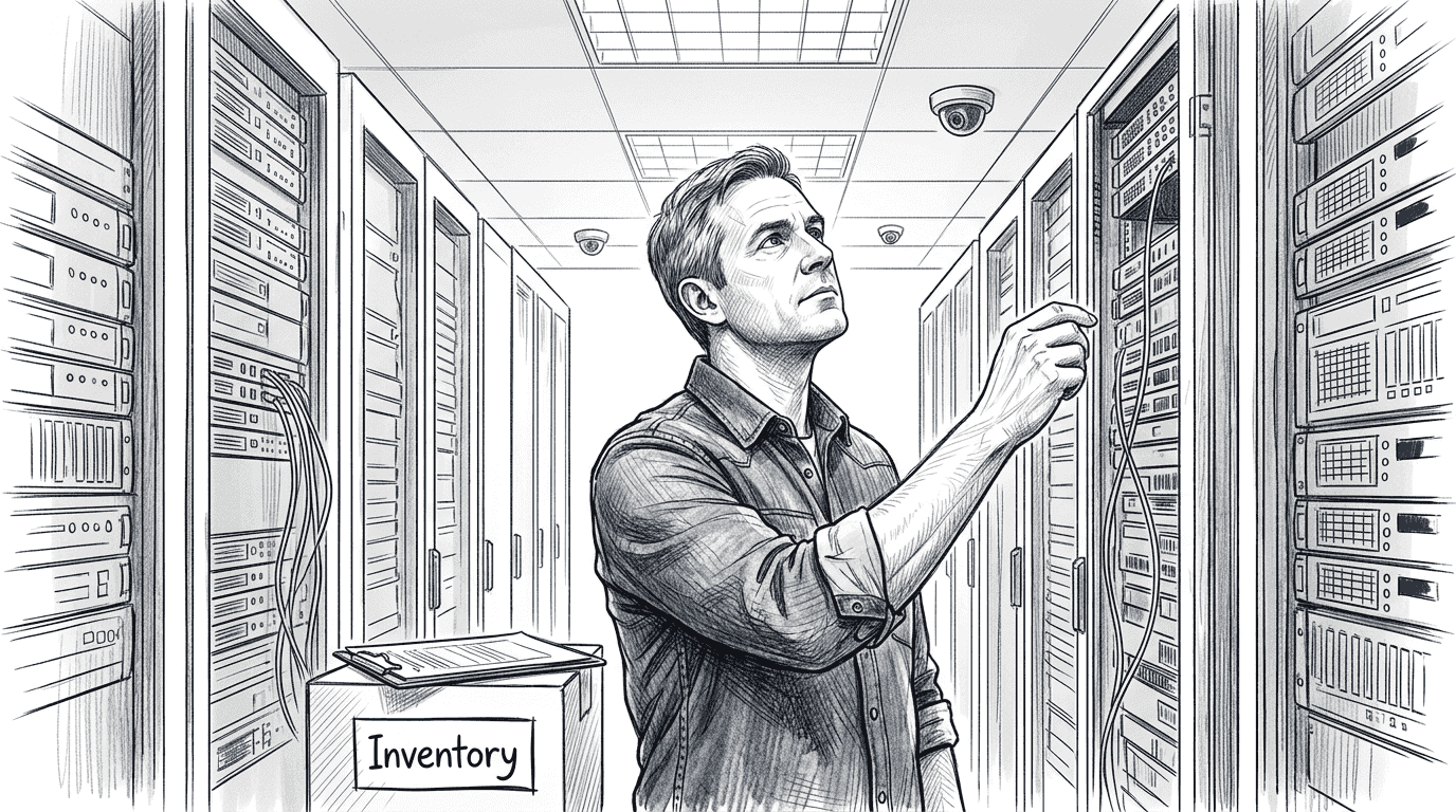 Technician inspects dedicated server rack Swiss center