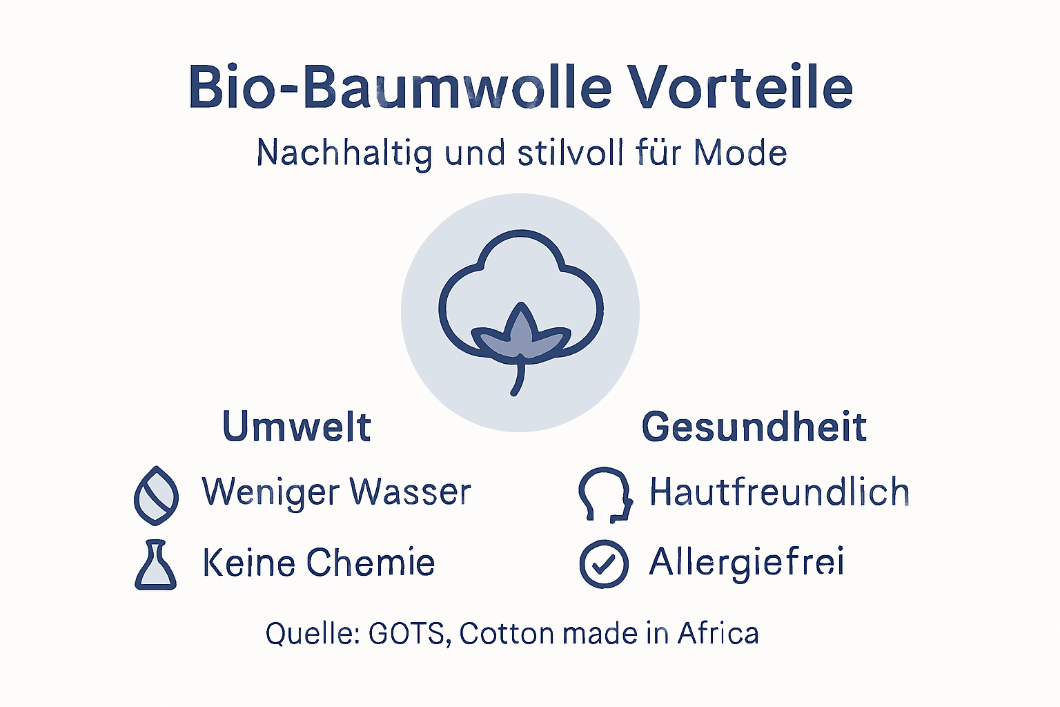 In dieser Infografik werden die Pluspunkte von Bio-Baumwolle anschaulich dargestellt.