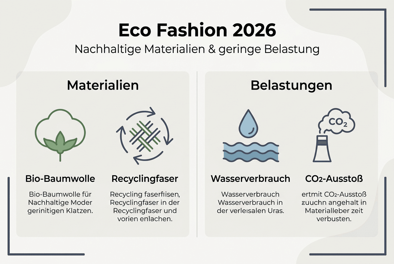 Infografik: Materialien und ihre Umweltauswirkungen in der nachhaltigen Mode