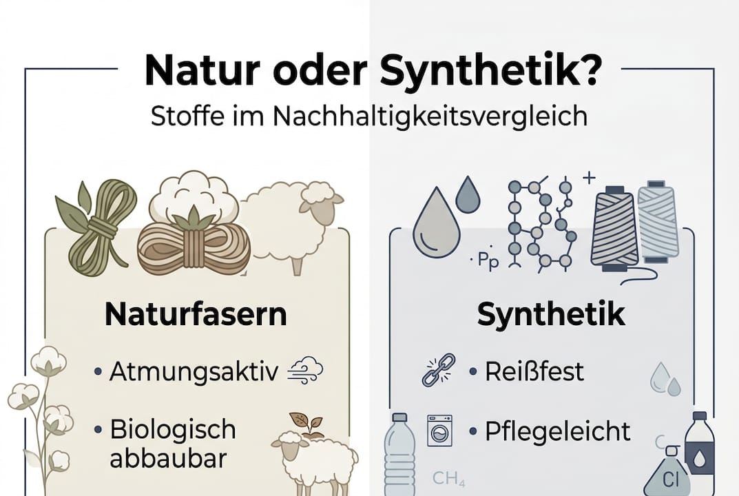 Infografik: Der Vergleich – Naturfasern und synthetische Fasern im Überblick