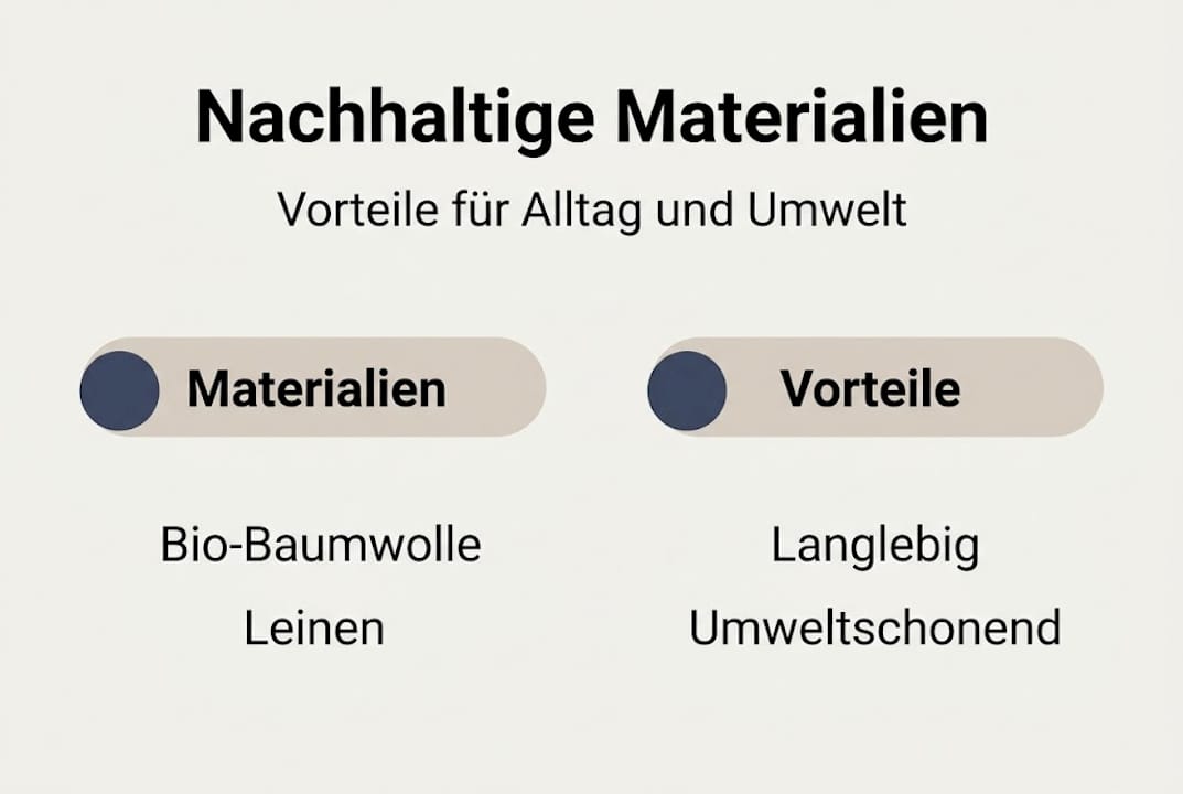 Infografik: Nachhaltige Materialien und ihre Vorteile auf einen Blick