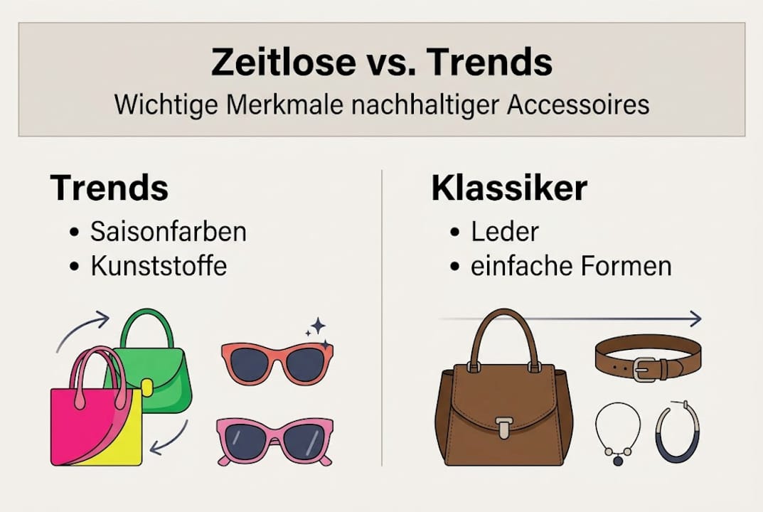 Infografik: Modetrends bei Accessoires im Vergleich zu zeitlosen Klassikern