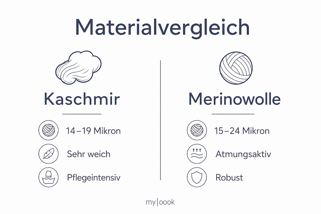 Infografik: Kaschmir und Merinowolle im Vergleich – Welches Material überzeugt?