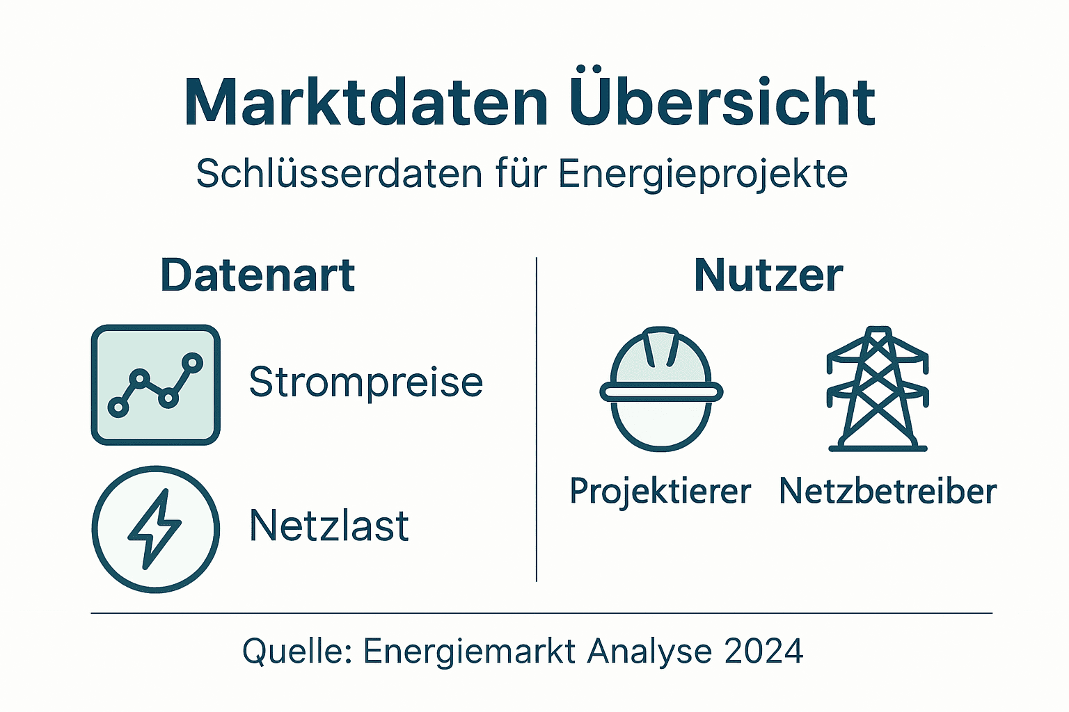 Übersicht zu den wichtigsten Datenarten im Energiemarkt – anschaulich dargestellt in einer Infografik