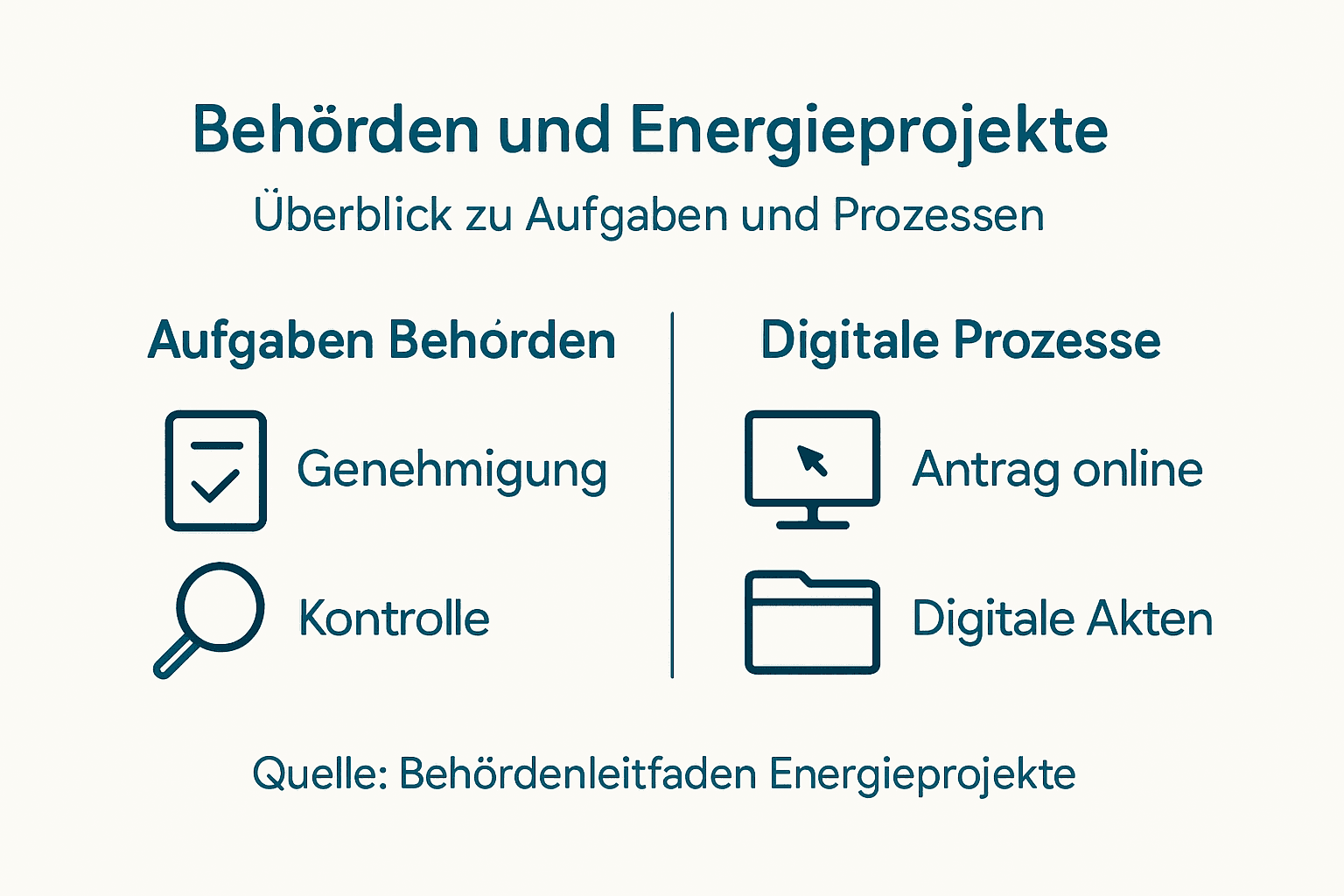 Infografik: Aufgaben der Behörden und digitale Abläufe im Energiebereich