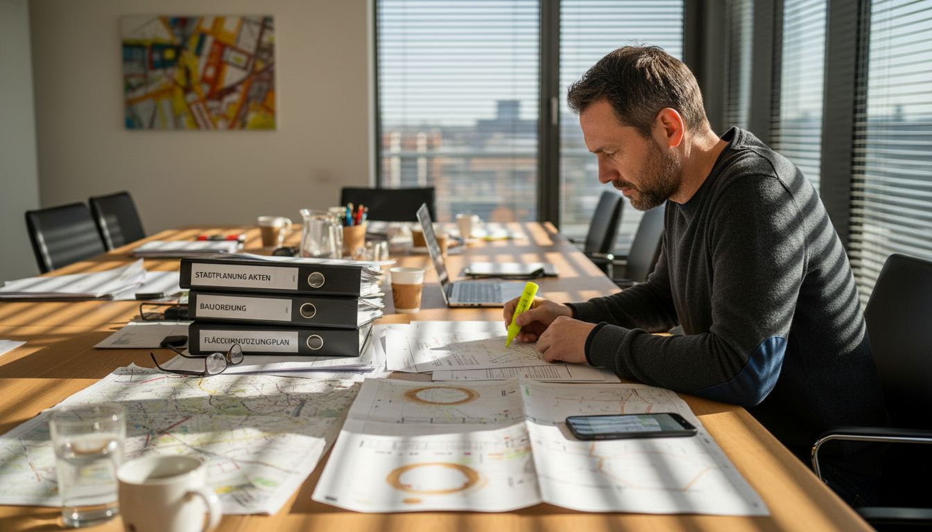 Ein Planer prüft die rechtlichen Vorgaben für einen möglichen Standort von Windkraftanlagen.