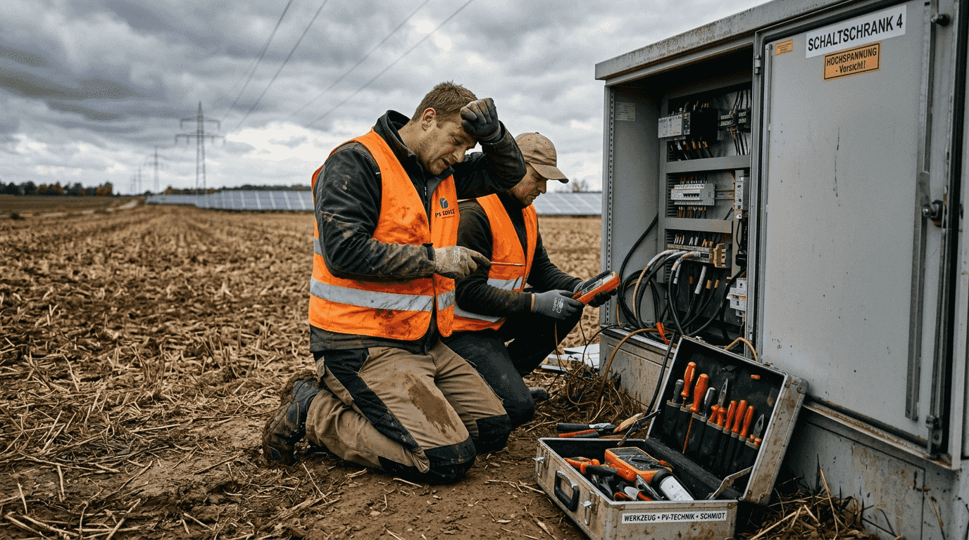 Vor Ort überprüfen Techniker die Netzanschlüsse.