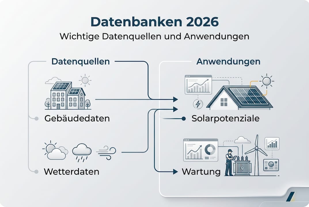 Übersicht: Datenbanken im Einsatz für Energielösungen – eine anschauliche Infografik