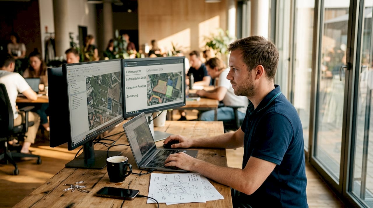 Mit Hilfe von Künstlicher Intelligenz und Geodaten werden Flächen professionell ausgewertet.