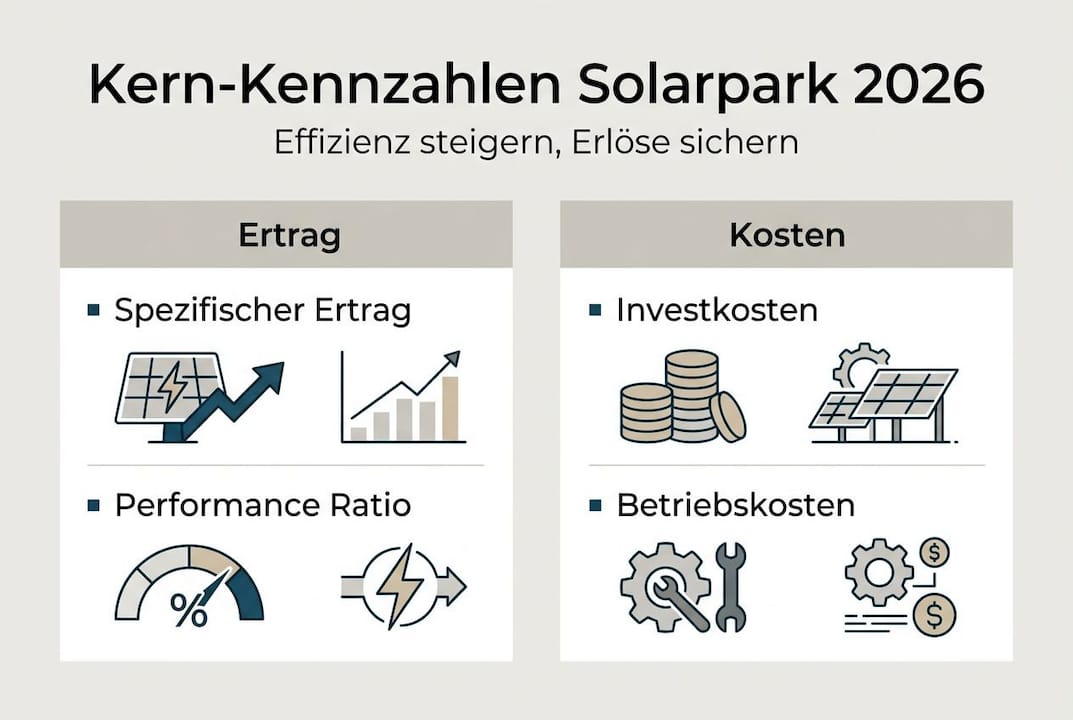 Überblick: Wichtige Kennzahlen von Solarparks und ihre Hauptbereiche