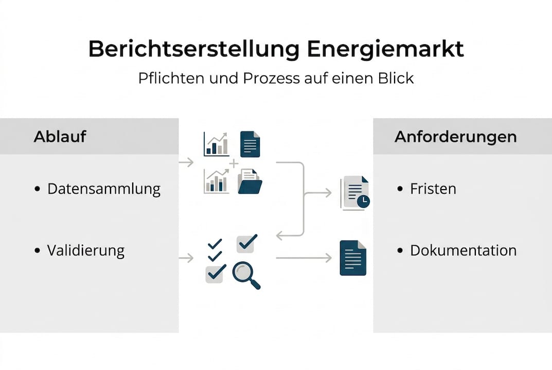 Ablauf und Anforderungen bei der Erstellung von Berichten – eine anschauliche Infografik