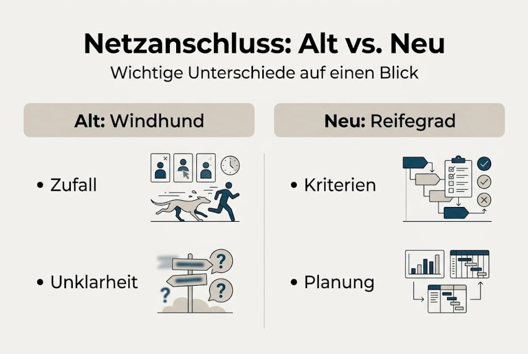 Grafik: Vergleich Netzanschluss – früher und heute
