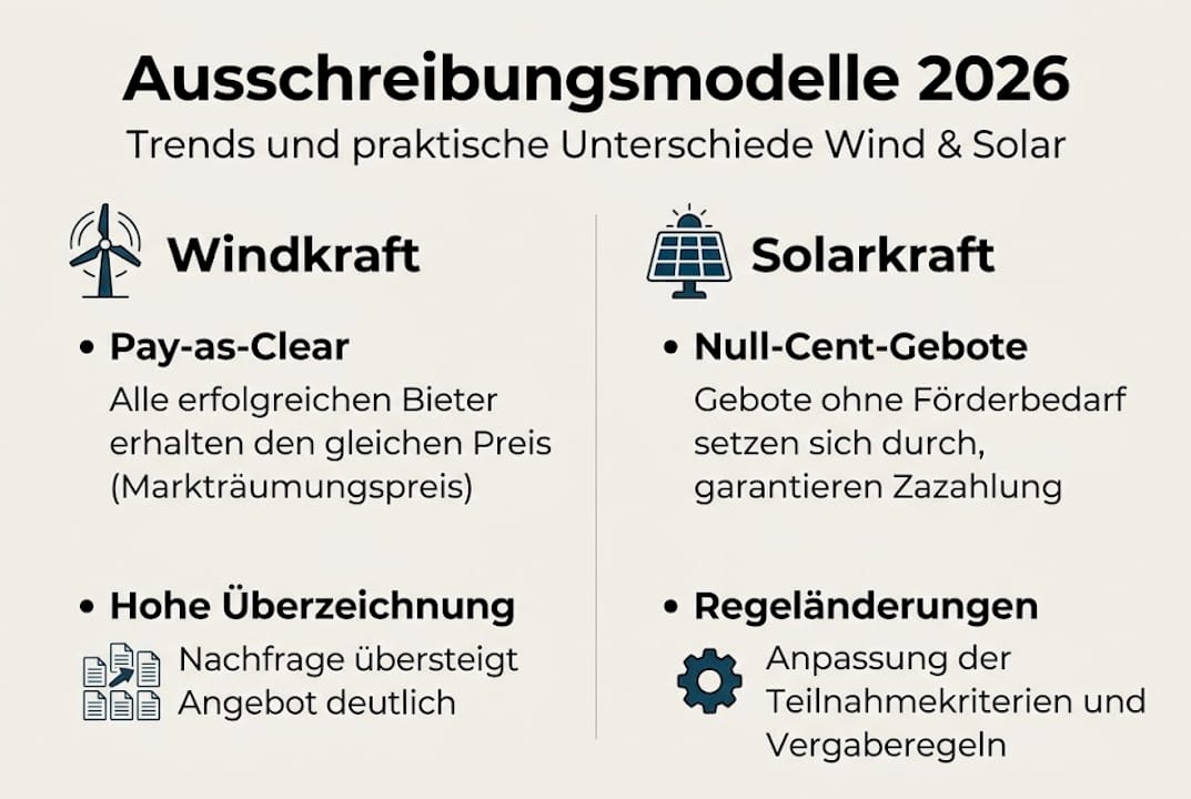 Grafische Übersicht: Wind- und Solarenergie im Jahr 2026 auf einen Blick