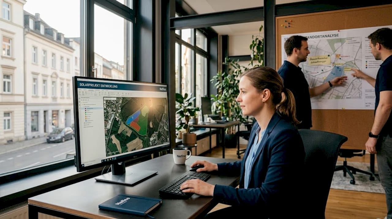 Ein Analyst legt mithilfe von GIS bestimmte Ausschlussbereiche fest.