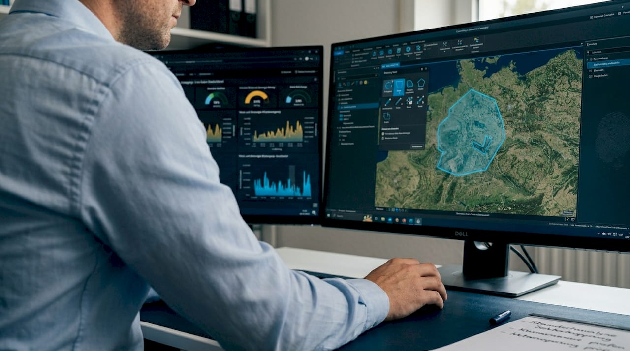 Als Energieexperte beschäftige ich mich mit der Auswertung von Winddaten auf Basis von Geoinformationssystemen (GIS).