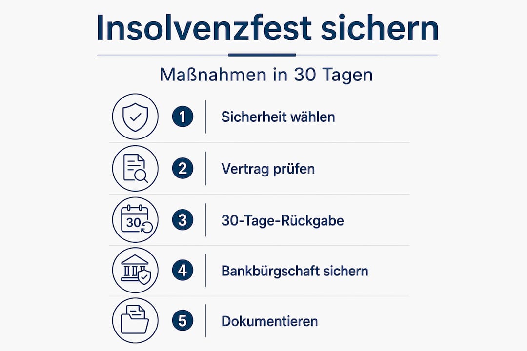 Infografik: So gestalten Sie insolvenzsichere Sicherheiten – Schritt für Schritt zum optimalen Ablauf