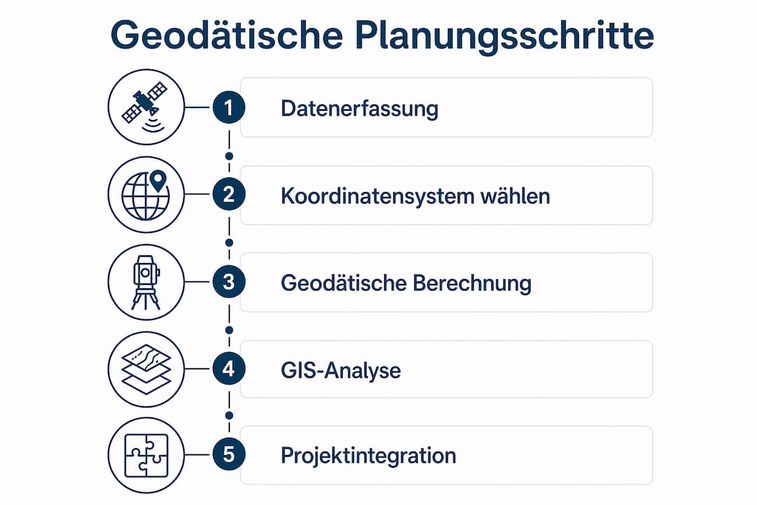 Infografik: Strukturierte Planungsschritte für Vermessungsingenieure
