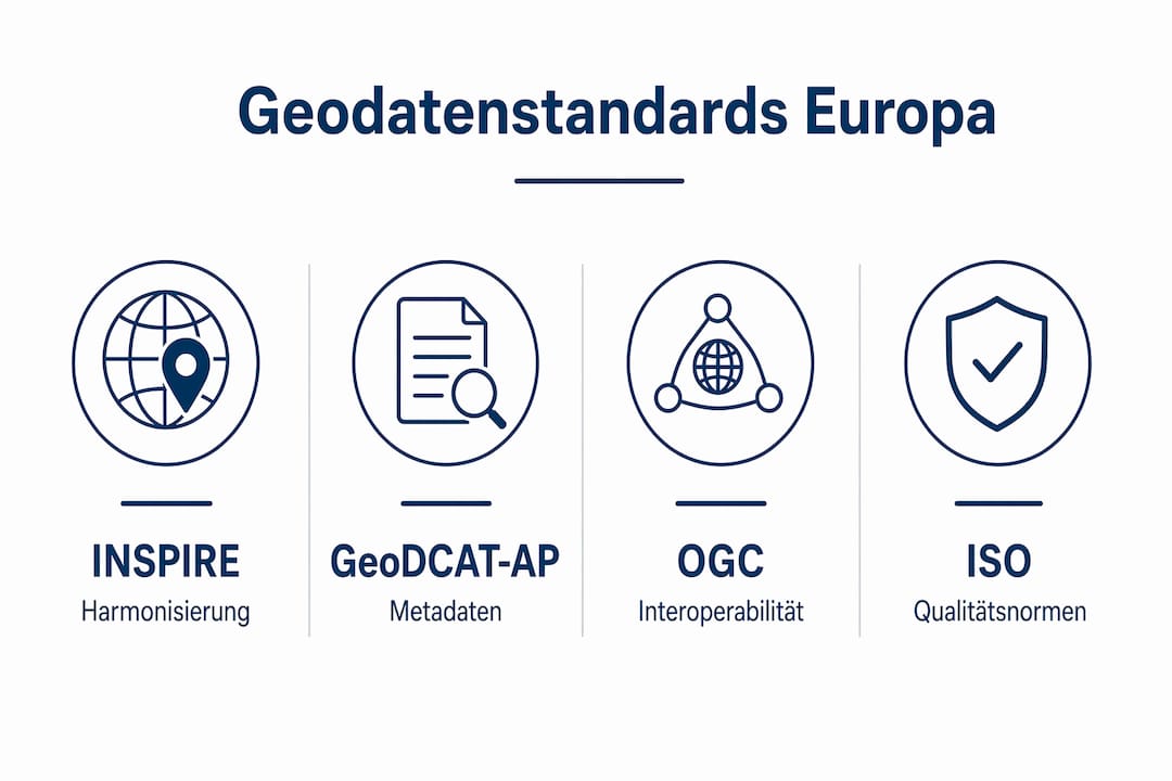 Übersichtsgrafik: Geodatenstandards in Europa auf einen Blick