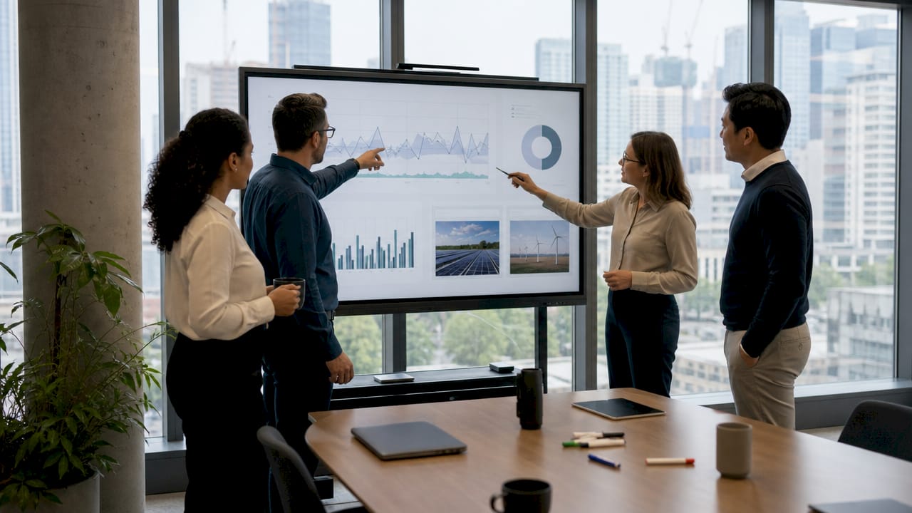Im Team wird darüber gesprochen, wie sich hybride Ansätze im Projektmanagement am besten umsetzen lassen.