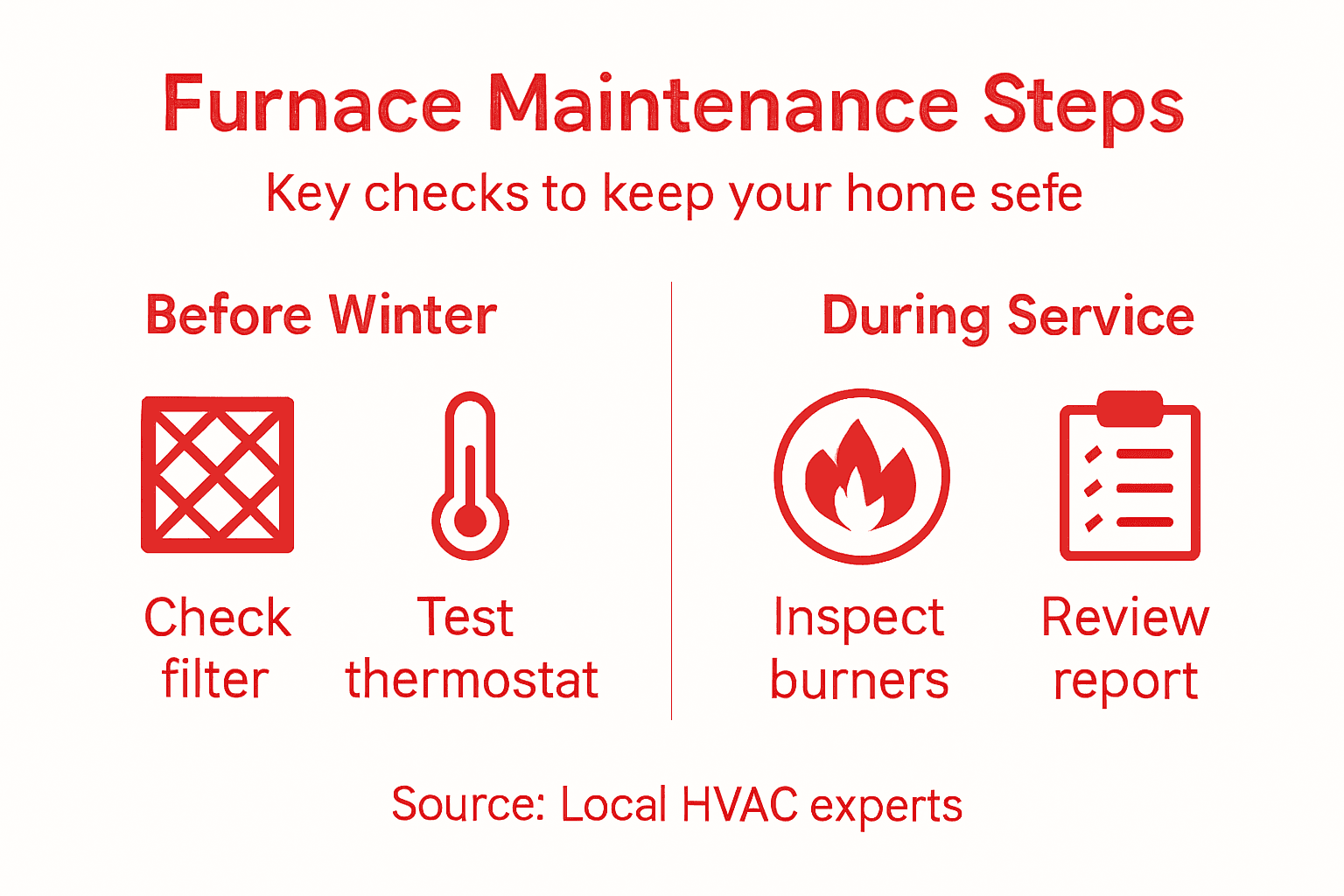 Infographic bowling down furnace maintenance steps