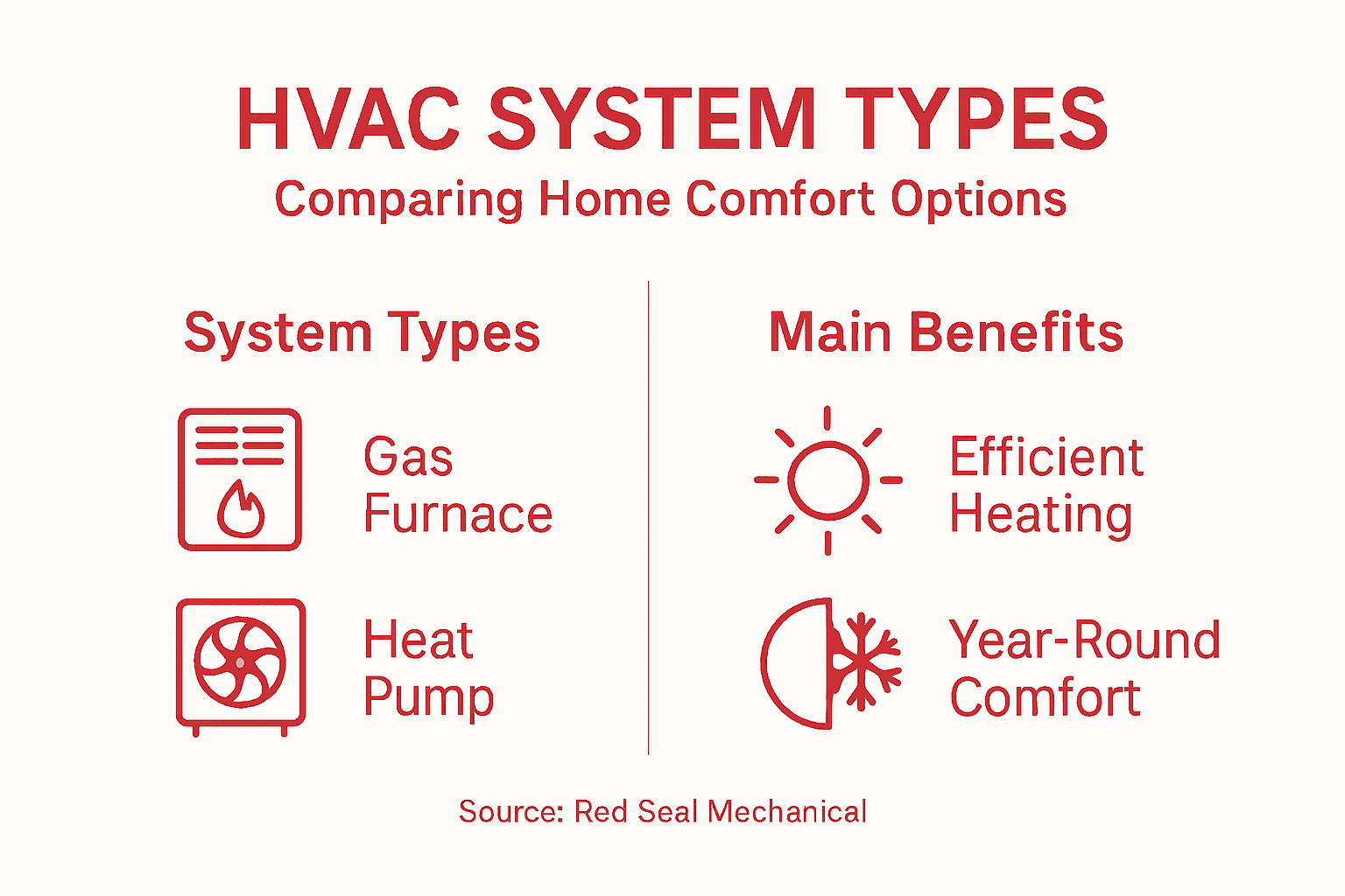 Infographic summarizing main HVAC system types