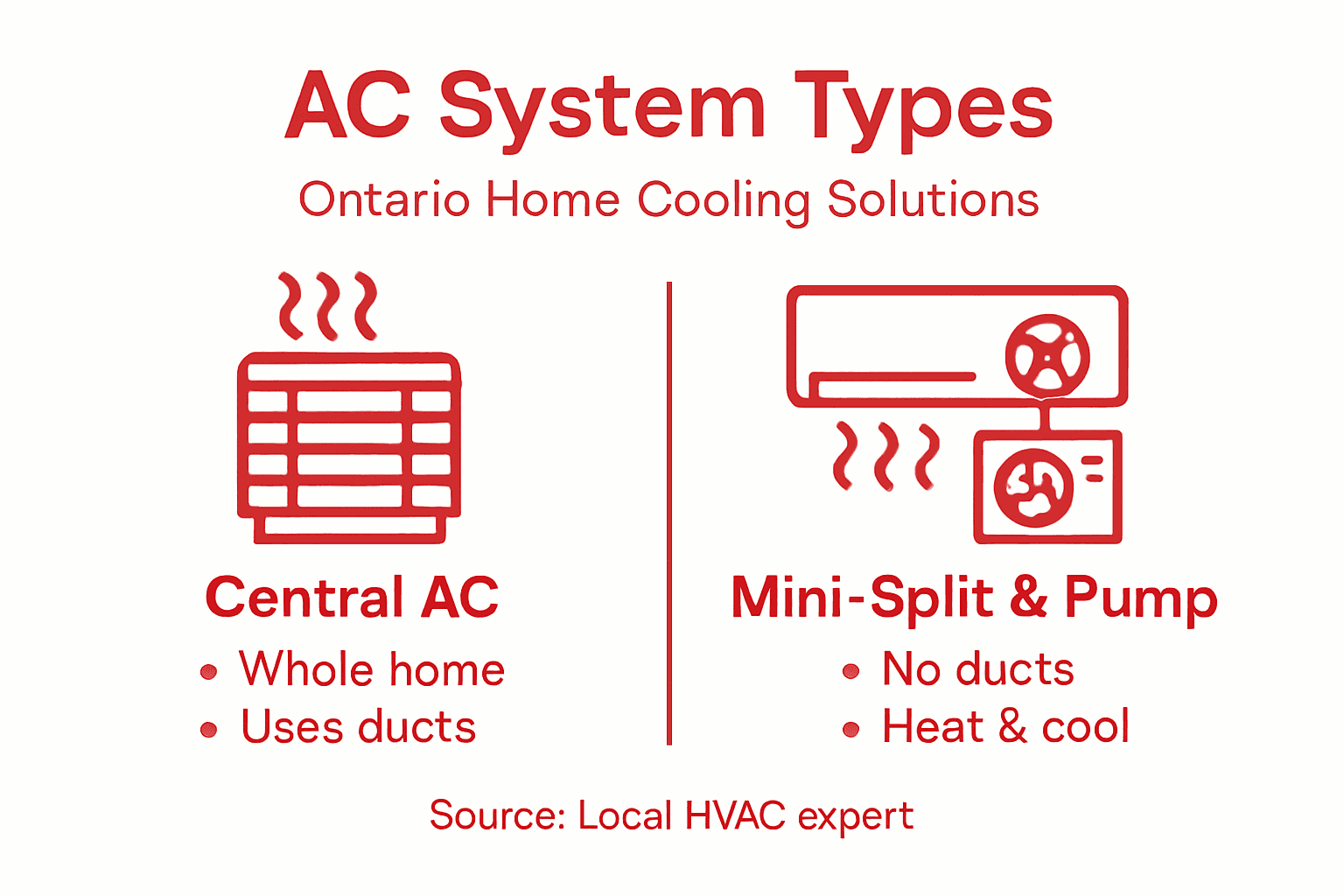 Infographic comparing air conditioning system types