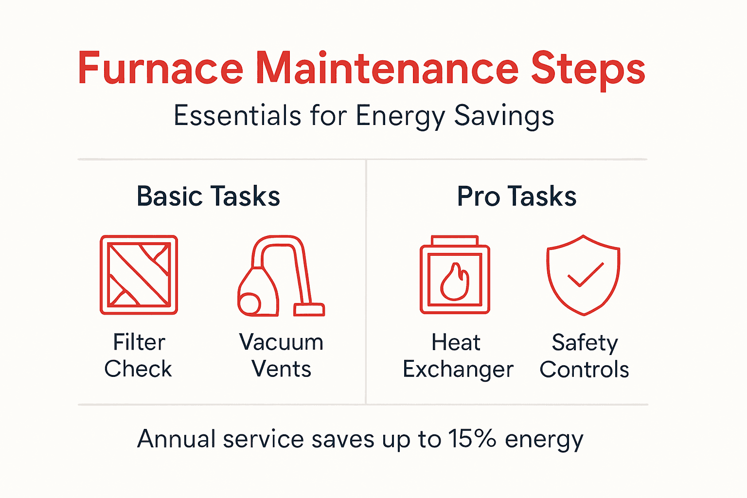 Infographic of basic and pro furnace maintenance steps