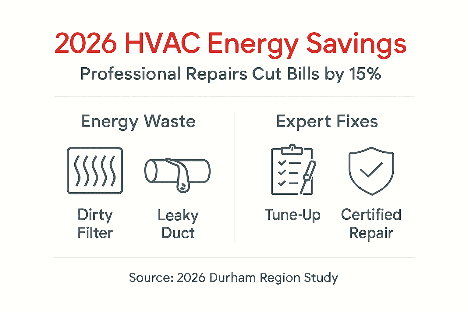 Infographic showing HVAC energy savings and expert fixes