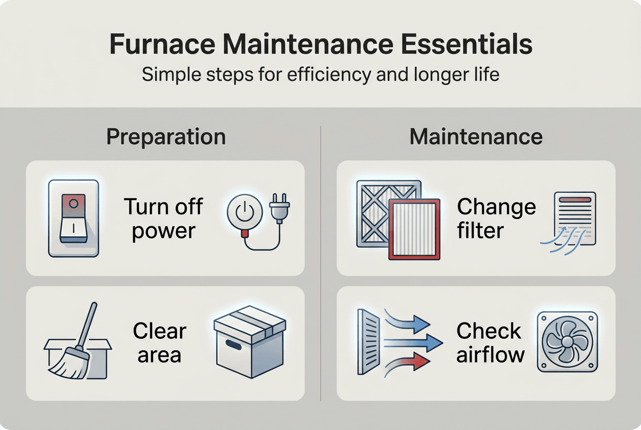 Infographic summarizing key furnace maintenance steps