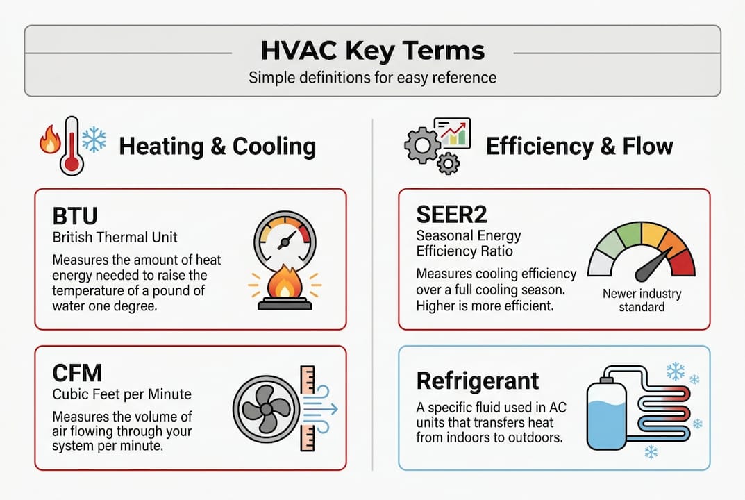 Infographic showing HVAC key terms overview