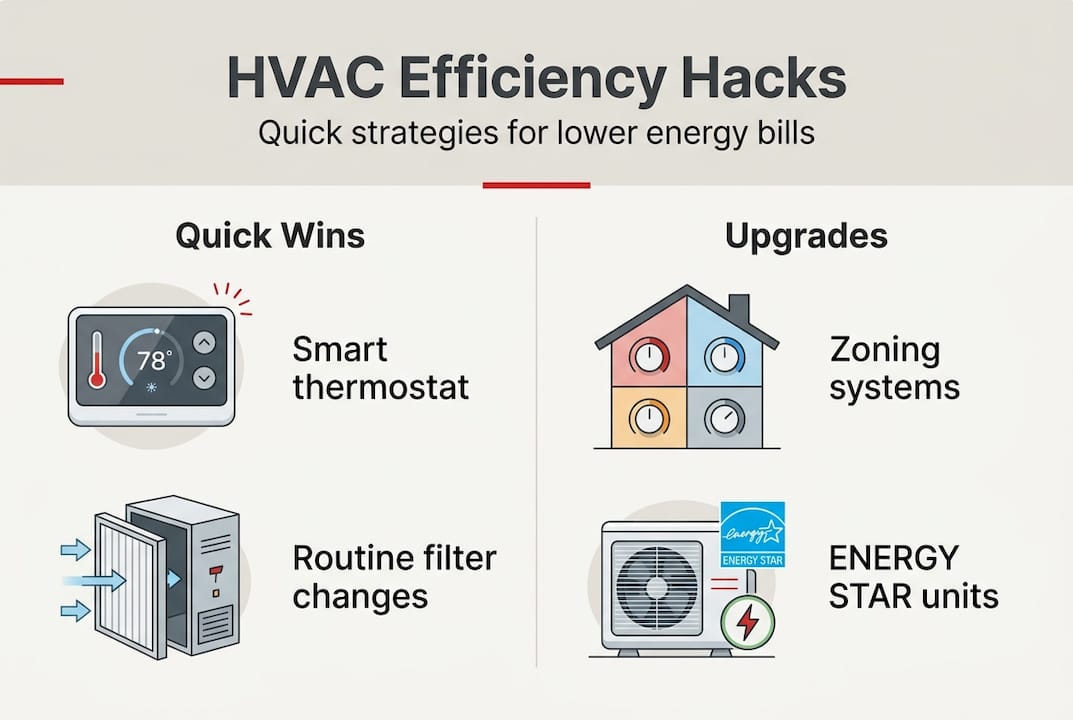 Infographic on quick and upgrade HVAC efficiency tips