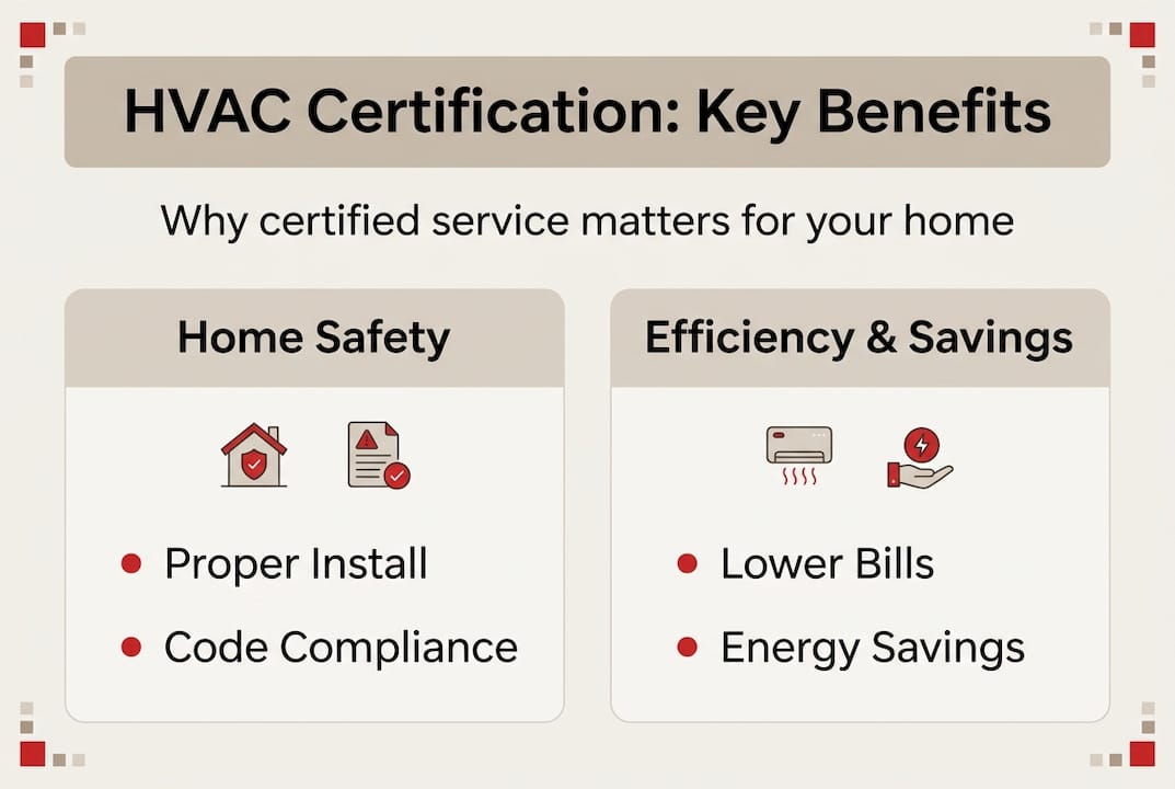 Infographic with HVAC certification benefits and savings