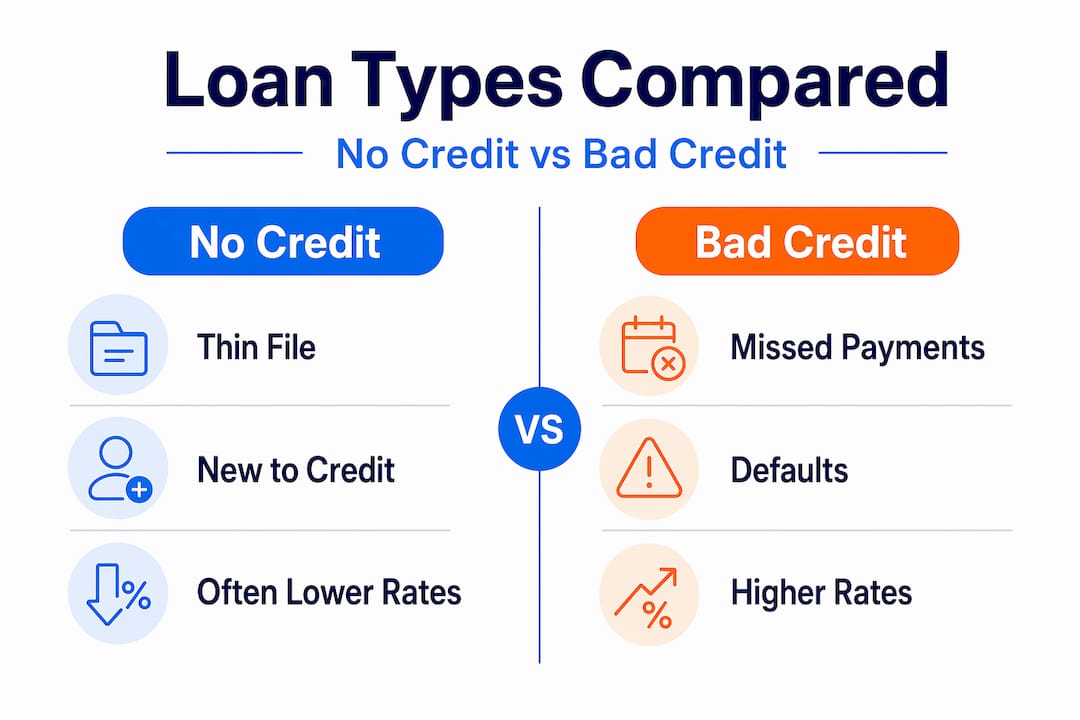 Infographic comparing no credit versus bad credit auto loans