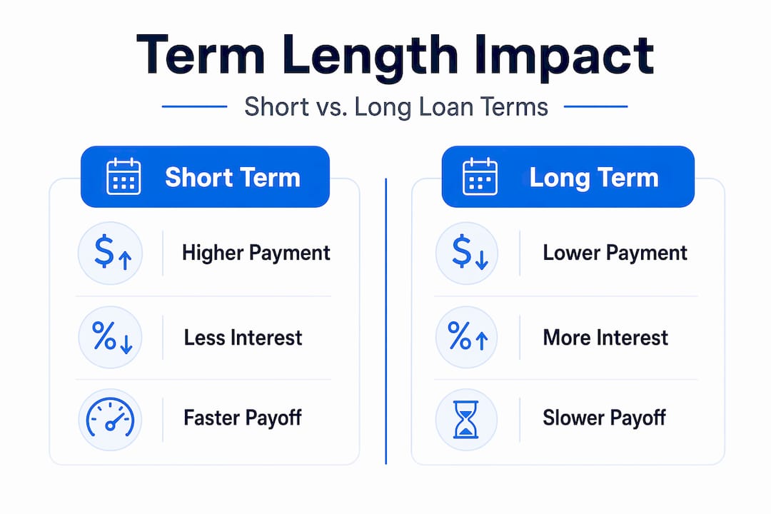 Infographic comparing short and long auto loan terms