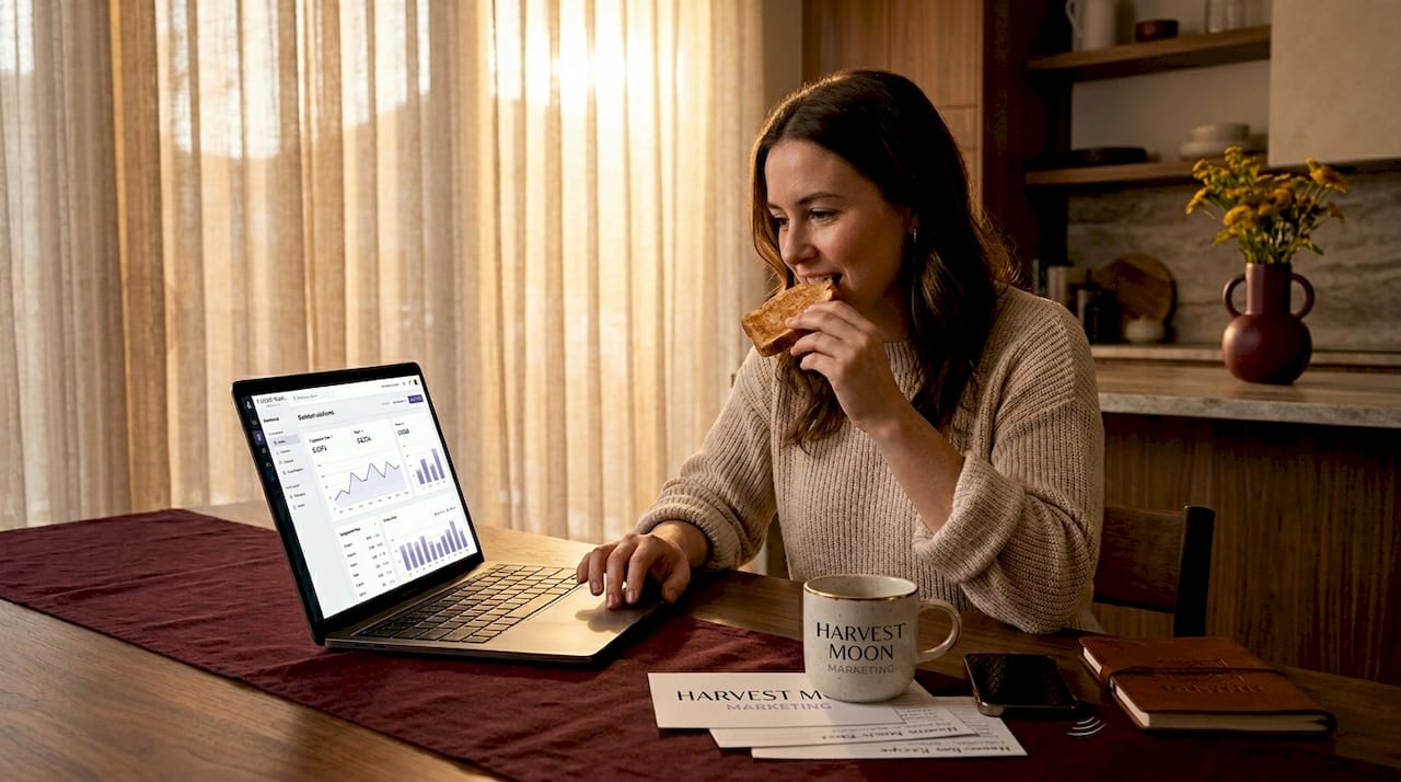 Woman checking social media engagement analytics