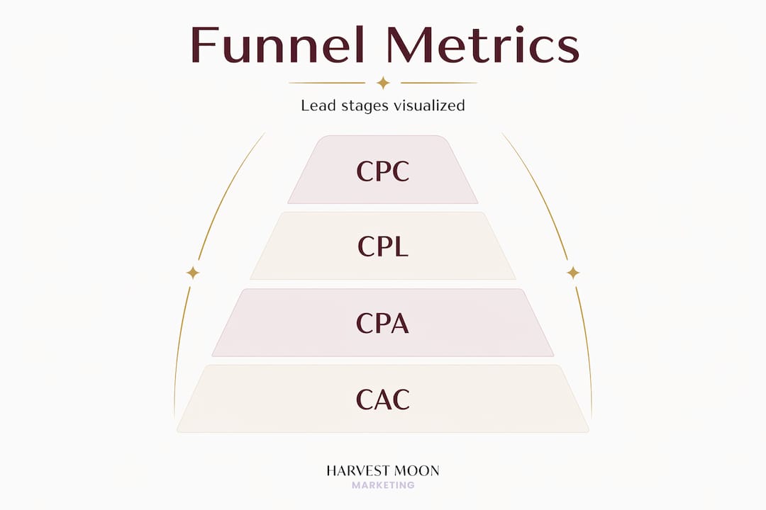 Infographic showing funnel metrics hierarchy